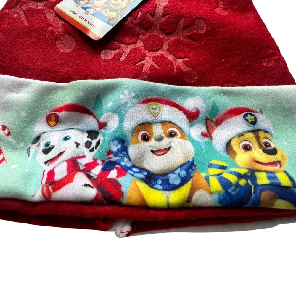 Nickelodeon Paw Patrol Kids Red Snowflake Santa Hat Marshall Chase Rubble NEW